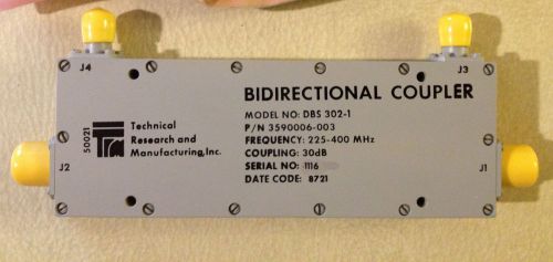 TRM 30dB BI-DIRECTIONAL Coaxial Coupler 20dB 250-400MHz  N(f) In-Out/TNC Coupled