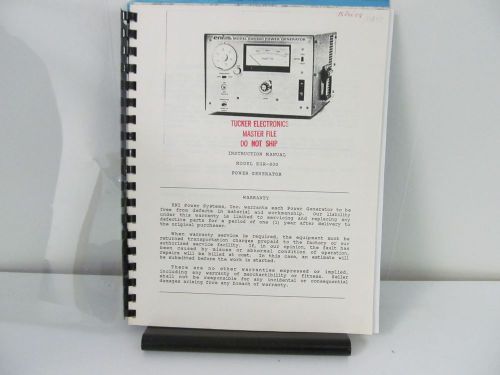 ENI Power EGR-800 Power Generator: Instruction Manual