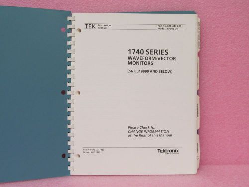 Tektronix 1740-Ser. Waveform/Vector Mon. Instruction Manual w/schematics, (8/89)