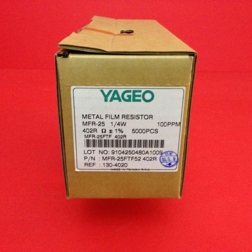 402ohm 1/4w  1% yageo metal film resistors 5,000 pieces for sale