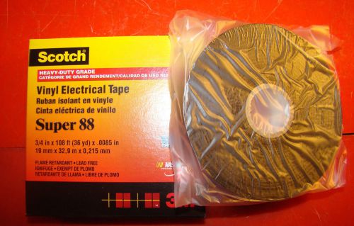 3m scotch, super 88, 3/4&#034;x108 ft, vinyl electrical tape, black, qty. 12 ea /kt1/ for sale