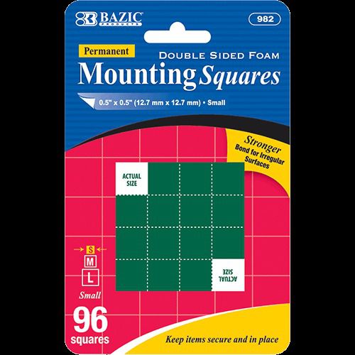 Bazic 0.5&#034; double sided foam mounting squares (96/pack), case of 144 for sale