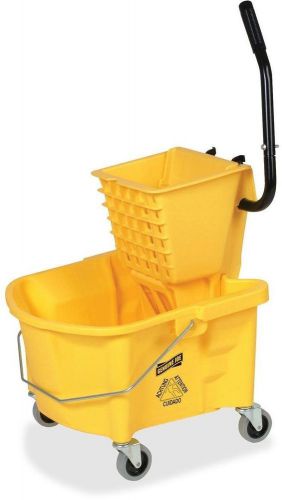 Splash guard mop bucket/wringer 6.50 gallon capacity yellow genuine joe for sale
