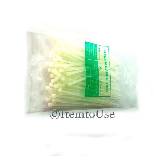4 inch 100mm x 3 mm white nylon cable wire zip ties cord 100 pcs for sale