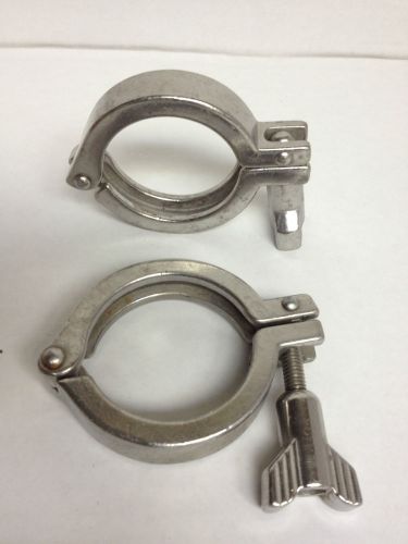 Lot of 2 - Triclover Style Stainless Steel 2&#034; Sanitary Piping Clamps