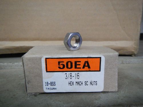 3/8 - 16 hex nut 18-8 stainless steel machine screw 50 qty