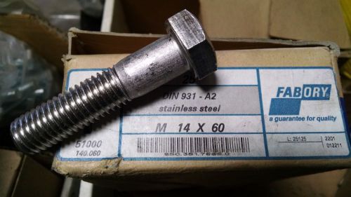 Hex Cap Screw, A2 Stainless Steel, M14-2x60mm, Pack 10