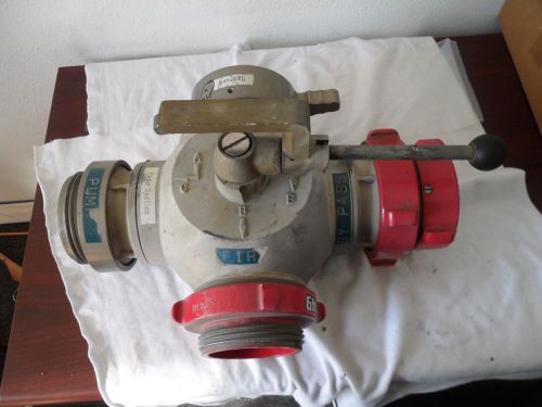 Fire truck fire fighting 4-way four way hydrant valve w/shut-off  valve (4nh) for sale