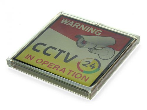 Solar Powered Flashing CCTV In Operation Camera Sign Warning SURVEILLAN Window