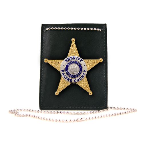 Boston leather 5845npb neck chain badge / id holder for sale