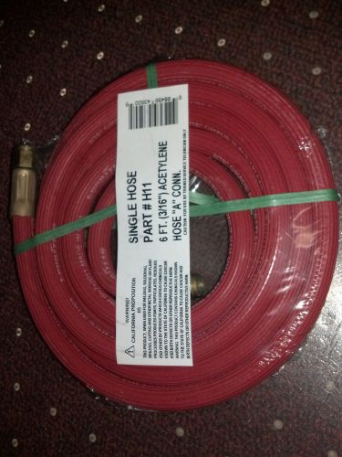 Uniweld, acetylene single hose, 6 feet, &#034;a&#034; connections, acetylene hose, h11 for sale
