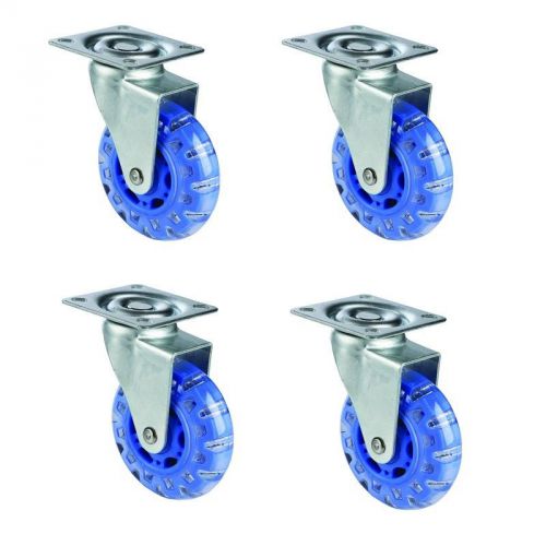 4 pack 3&#034; steel swivel blue caster wheel 440 lb rated total capacity heavy duty for sale