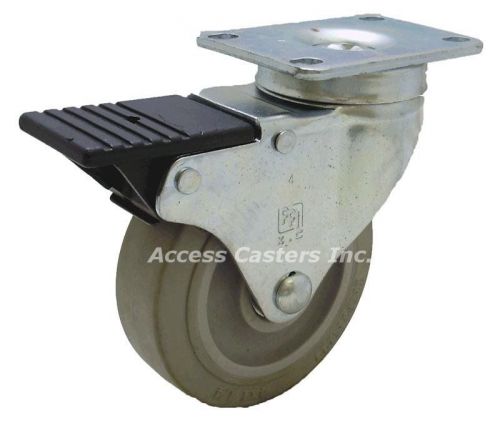 AC2321 4&#034; Swivel Plate Caster with Total Lock Brake, TPR Wheel, 250 lbs Capacity