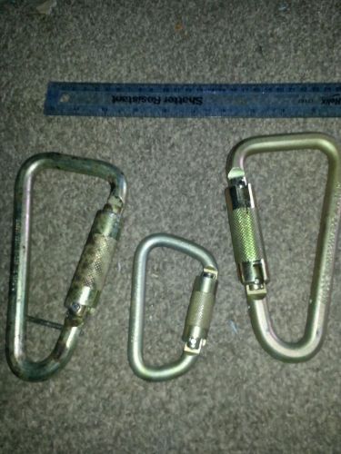 Lot of 3 Carabiners safety harnes fall protection lanyard snaps twist lock dbi