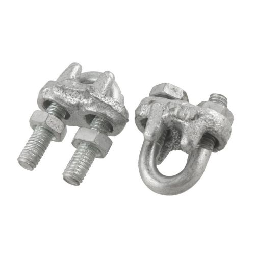 Support 20Kg Silver Tone Metal Wire Rope Grip Cable Clamp 2 Pcs