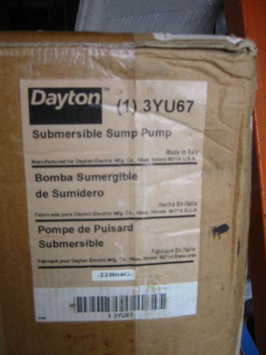 Dayton 3yu67 Submersible Sump Pump 1/3 H.P.