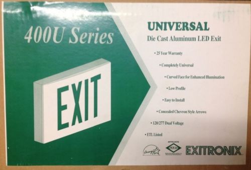 New Box of 4 Exitronix 400U LB-WW LED Die Cast Aluminum Exit Sign