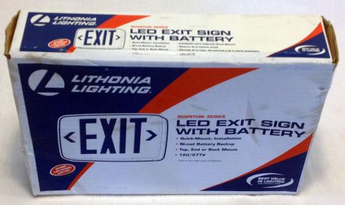 Lithonia quantum series led exit sign with battery backup. 120/277 volt damp loc for sale