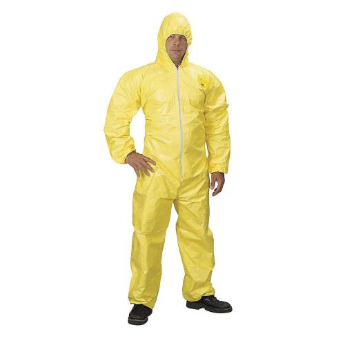 2 DUPONT TYCHEM COVERALL XL QC127SYLXL001200 CHEMICAL RESISTANT ATTACHED HOOD