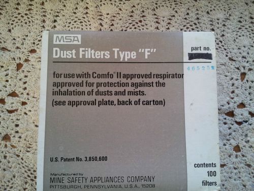 Msa dust filters type f # 46525 100 filters use with comfo iii for sale