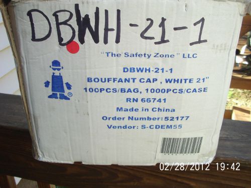 Safety Zone Hair Bouffant case 1000 pcs 10 100 pc packs 21&#034; white P/N dbwh-21-1