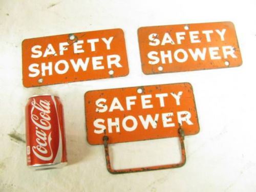 Antique Vintage Heavy Metal 8&#034; x 4&#034; Safety Shower Signs