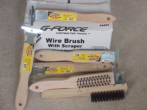 Lot 12 new wood handle wire brush brushes w/steel scraper heavy duty 4x11 row for sale