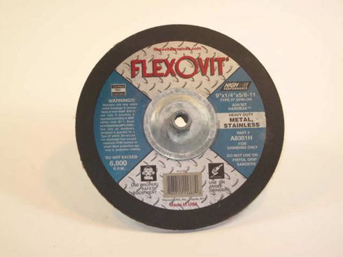 1 Lot of 8 FLEXOVIT 9&#034; x 1/4&#034; x 5/8-11  Spin On Grinding Wheel pt# A8301H (#330)