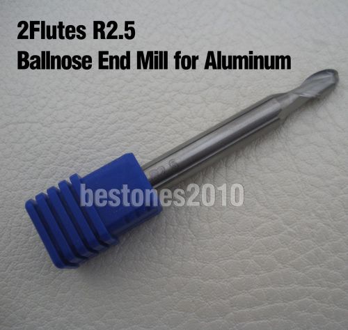 Lot 1pcs Solid Carbide 2Flute Ball Nose Aluminum Endmills R2.5 Cutting Dia 5mm