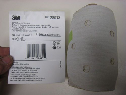 3M NX PSA Paper Disc Roll 28013 Alm Oxide  5&#034; Diameter  P150 Grit (Roll of 100)