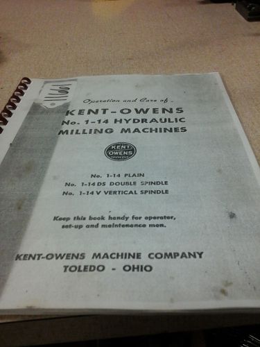 KENT - OWENS No 1 - 14 hydraulic milling machine
