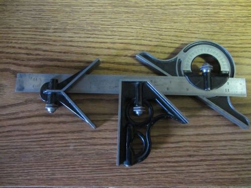 4 piece combination square set Union Tool Co. 12&#034; blade, made in USA