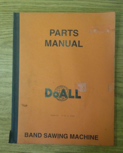 DoAll Z-16 Z16A Vertical Band Saw Sawing Machine Parts Manual Bandsaw Z-16A