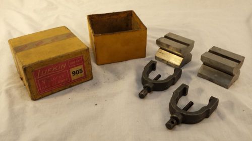 Lufkin Pair V Blocks No. 905  with Clamps Vintage in Original Box