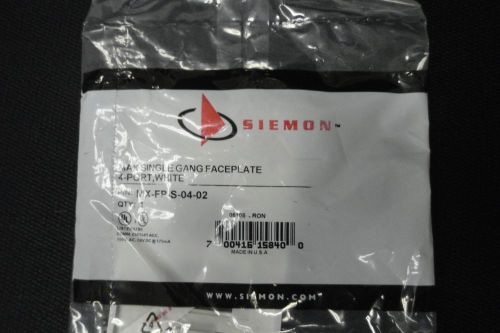 NEW FACTORY SEALED THE SIEMON COMPANY MX-FP-S-04-02 MAX FACEPLATE SINGLE GANG