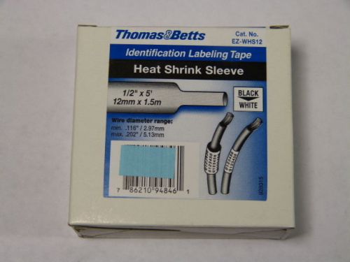 Thomas &amp; Betts EZ-WHS12 White Heat Shrink Labeling Tape 1/2&#034; ! NEW !