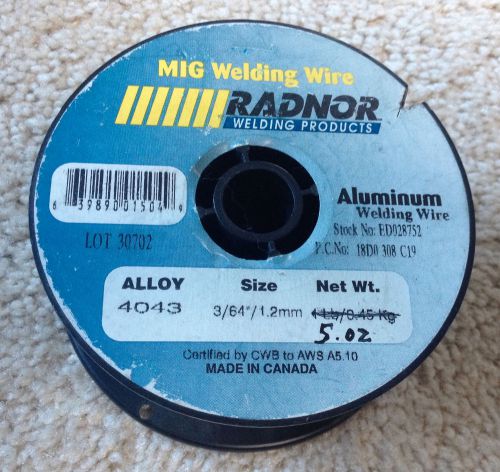 Radnor ER4043 Alum Alloy MIG Welding Wire 3/64&#034; / 1.2 mm 5 oz Roll