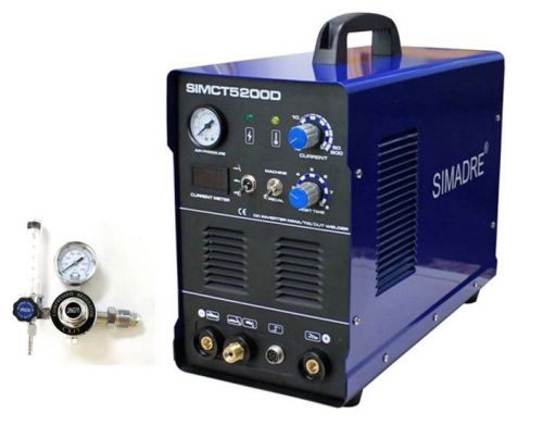 Simadre 2014 5200d 50a plasma cutter 200a tig/mma/arc welder &amp; argon regulator for sale