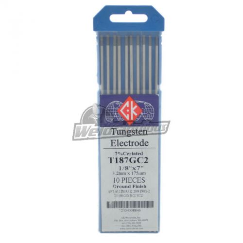 CK T187GC2 2% Ceriated Tungsten Electrode 1/8&#034; X 7&#034; Pkg = 10