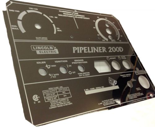 Lincoln pipeliner 200d welder mirrored stainless steel faceplate (l11952) bw614 for sale