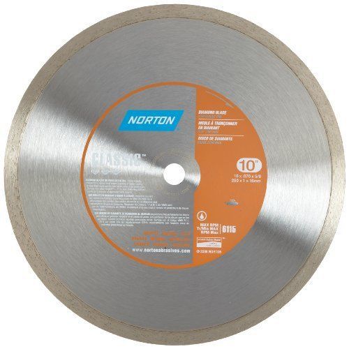 Norton 2784 10-Inch Dry or Wet Cutting Continuous Rim Diamond Saw Blade with 5/8