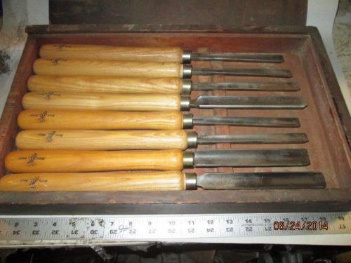 MACHINIST LATHE Vintage Buck  Wood Carving Gouge Chisel Set in Wood Case