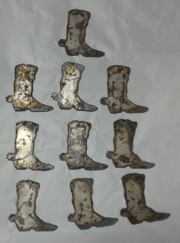 Lot of 10 Cowboy Boots 2 Inch Rusty Metal Vintage Craft Stencil Ornament Magnet