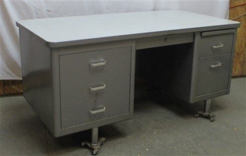 Steelcase Mid Century Metal Desk Danish Modern 40s 50s Factory Industrial Age!
