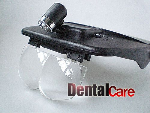 Dental Lab Magnifying Head Loupe Magnifer 4 Lens&amp;Light
