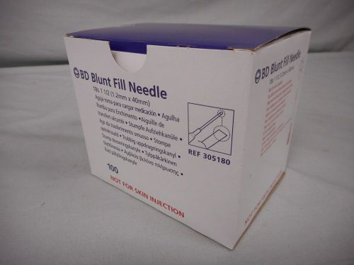 New bd blunt fill needles 18g x 1 1/2 &#034; (1.2mm x 40mm) 100 count - 305180 for sale