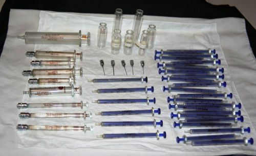 Vintage/Antique Glass Medical Syringes and Needles. BD Yale Luer-Lok. 74 pieces