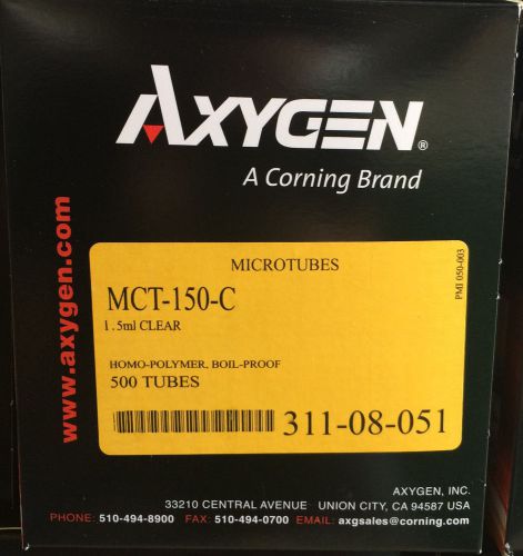 Axygen Microtubes MCT-150-C 1.5ml Clear 500 Tubes NEW!
