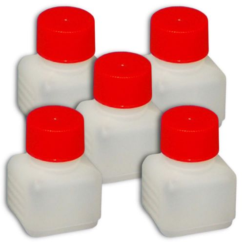 5x Plastic bottle, flask 30 ml with screw top and gasket included (5x22042)