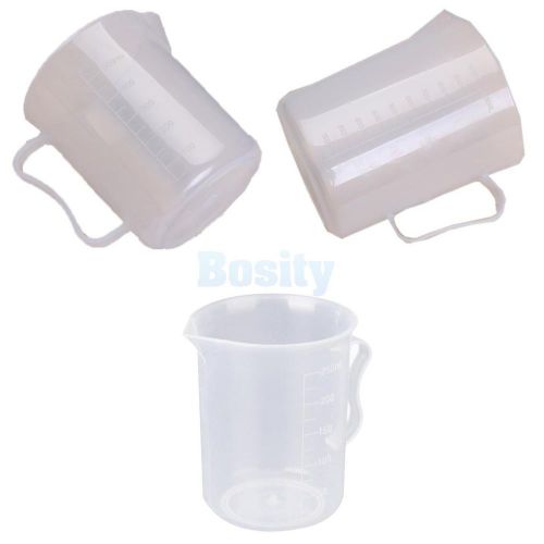 3pcs 250 500 1000ml Transparent Plastic Graduated Beaker Measuring Cup Container